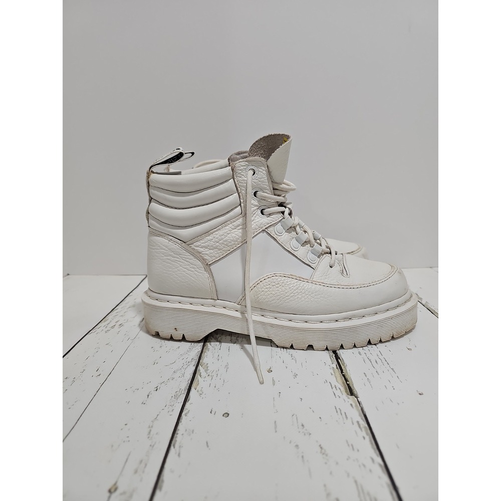 Dr Martens 939 White Leather Hiker Boots Padded Collar Ankle Womens Size 8